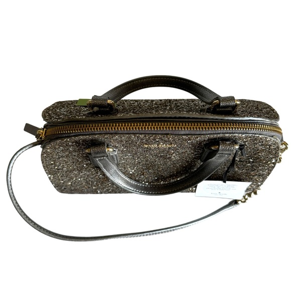 NWT New Kate Spade Mini Reiley Laurel Way Glitter Bag Satchel Crossbody Gunmetal - Picture 4 of 12